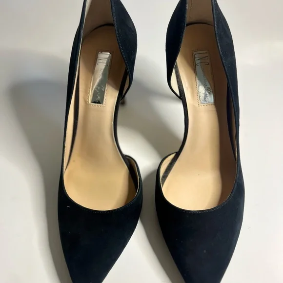 INC International Concepts Kenjay Black Suede Heels Size 8 - Picture 3 of 6
